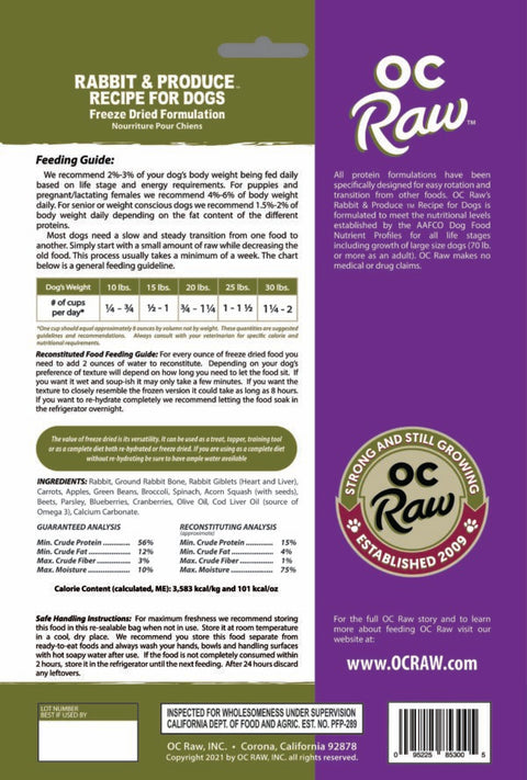 OC Raw | Freeze-Dried Rabbit & Produce (Meaty Rox)